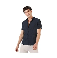 Campus Sutra Men's Black Textured Regular Fit Casual Shirt