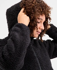 Id Ideology Women's Relaxed Hooded Sherpa Long-Sleeve Jacket, Macy's Exclusive