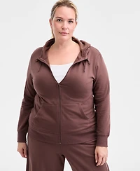 Id Ideology Women's Relaxed Zip-Front Long-Sleeve Fleece Hoodie, Created for Macy's