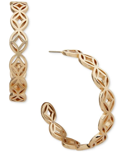 Anne Klein Gold-Tone Cutout Medium C Hoop Earrings, 1.65"
