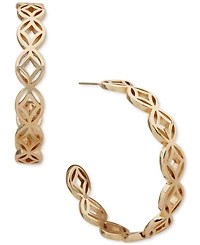 Anne Klein Gold-Tone Cutout Medium C Hoop Earrings, 1.65"