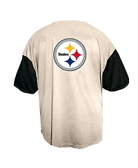 Fanatics Men's Cream Pittsburgh Steelers Full-Button Short Sleeve T-Shirt