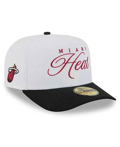 New Era Men's White/Black Miami Heat 2025 Nba Draft A-Frame 59FIFTY Fitted Hat