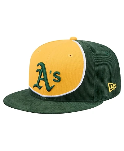 New Era Men's Green/Gold Athletics Retro Split Corduroy Snapback Hat