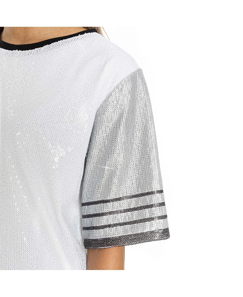 Gameday Couture Women's White/Gray New York Giants Bling It Full Sequin Jersey Dress