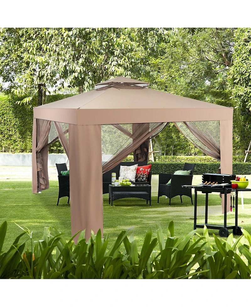 Gymax 10'x 10' Canopy Gazebo Tent Shelter Garden Lawn Patio W/Mosquito Netting