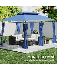 Outsunny 10' x 13' Double Roof Patio Gazebo with Curtains, Dark