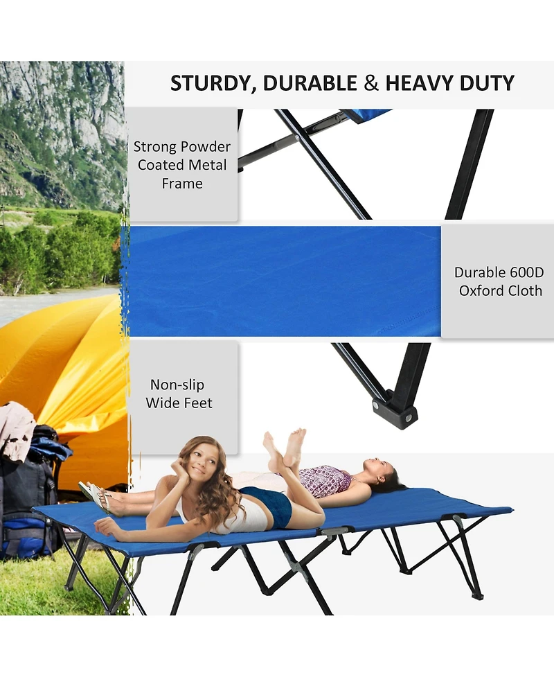 Outsunny 2 Person Folding Camping, Portable Sleeping Cot w/ Carry Bag