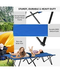 Outsunny 2 Person Folding Camping, Portable Sleeping Cot w/ Carry Bag