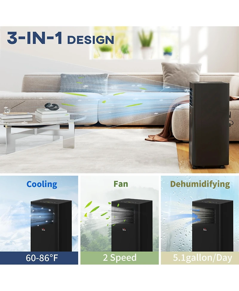 Homcom 8000 Btu Window Portable Air Conditioner with Timer On/Off,