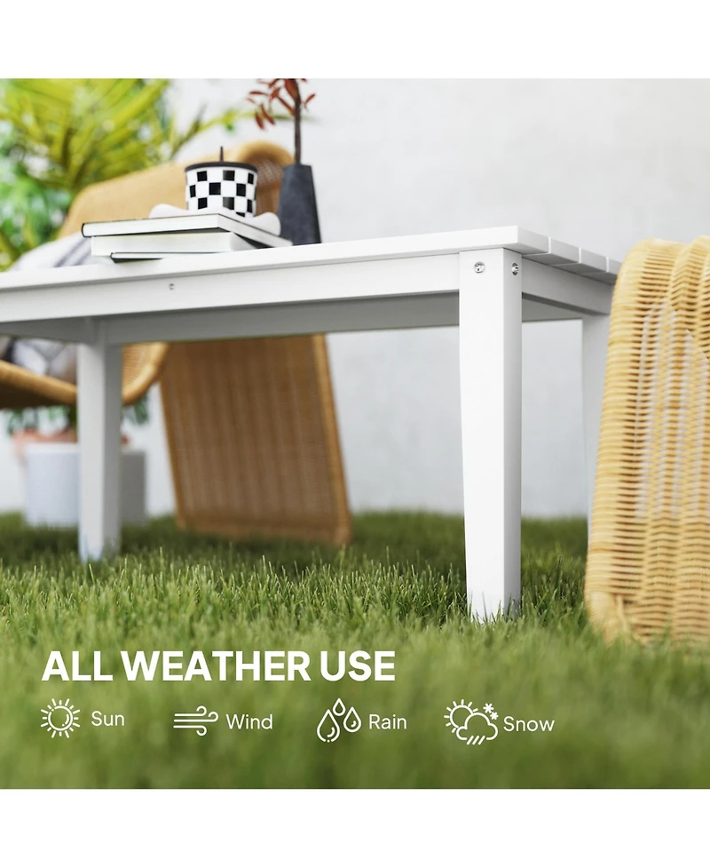 Outsunny Hdpe Outdoor Table, Recgle Slatted Patio Table,