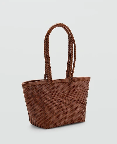 Mango Women's Braided Leather Shoulder Bag