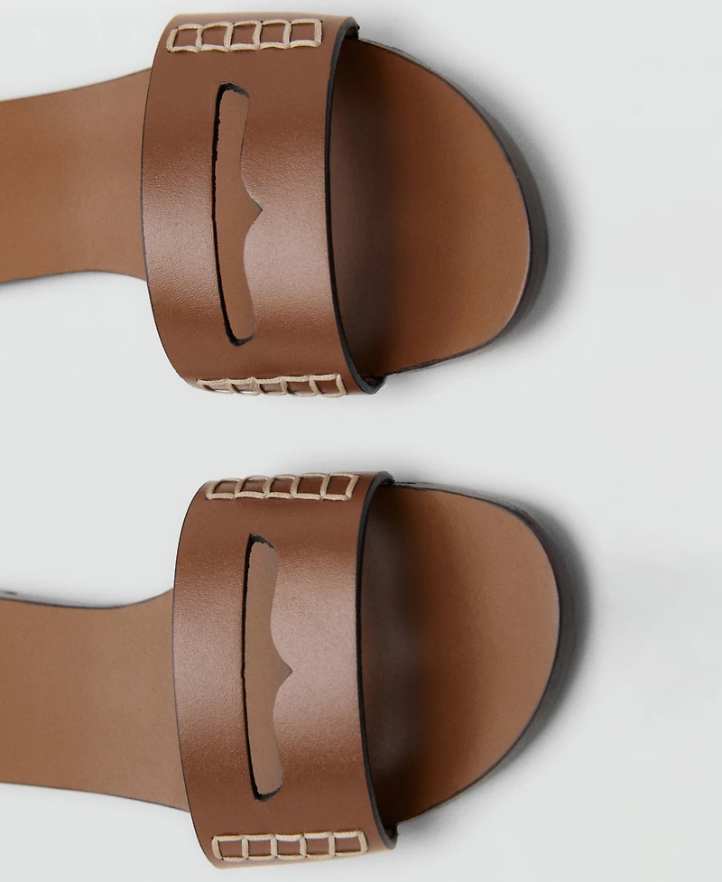 Mango Women's Wide Strap Leather Sandals