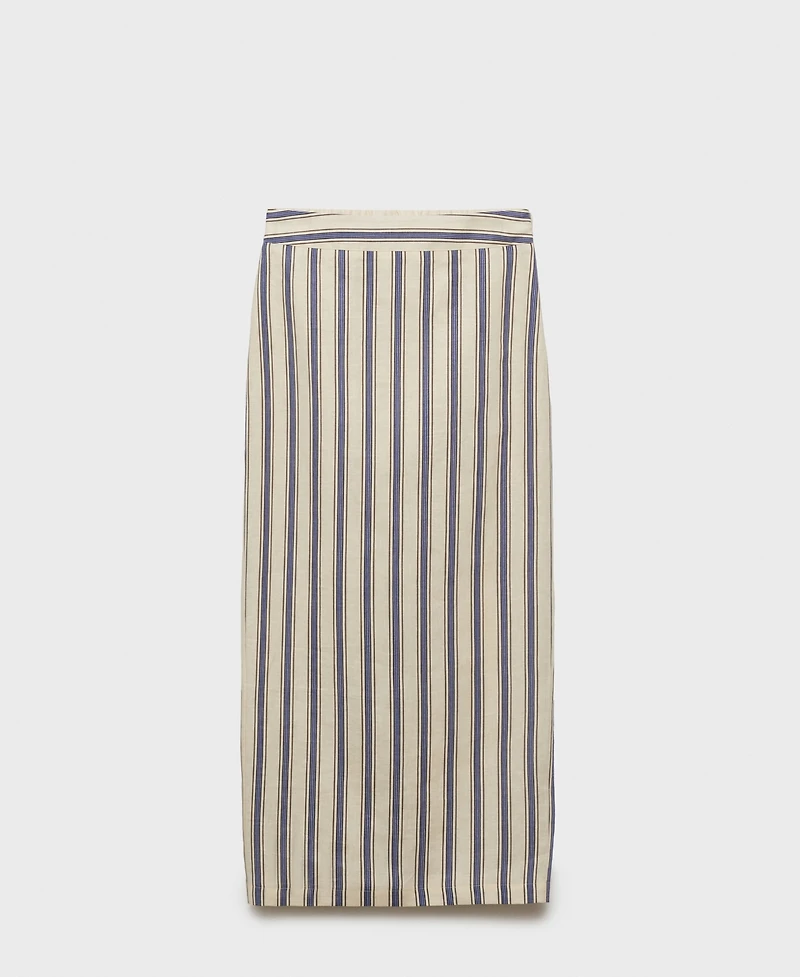 Mango Women's Striped Linen Skirt