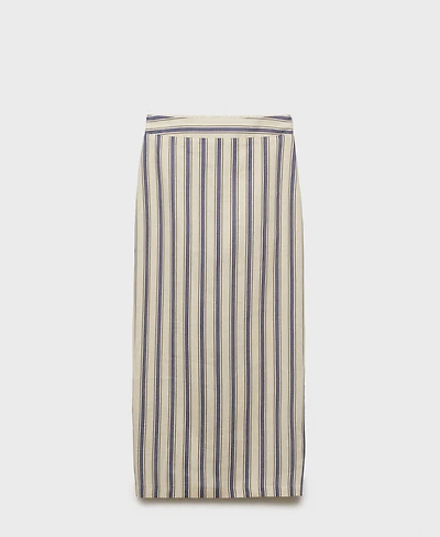 Mango Women's Striped Linen Skirt