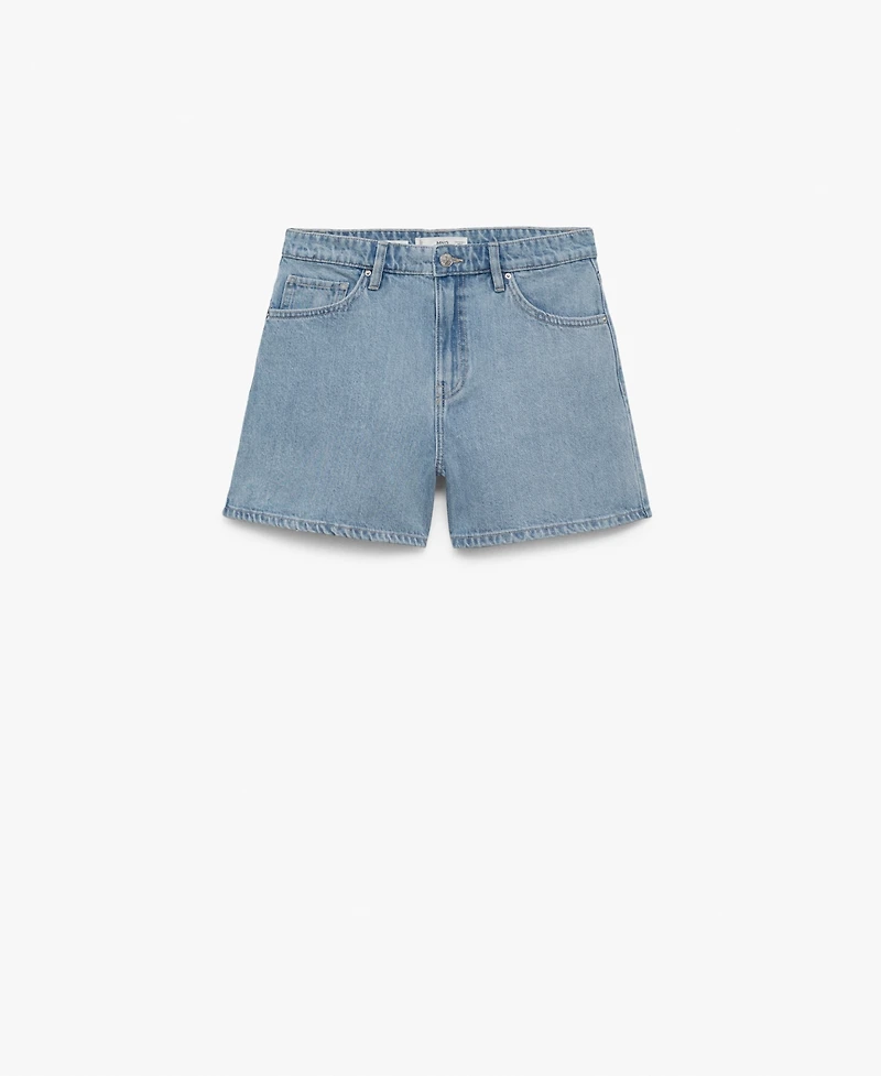 Mango Women's High-Waisted Straight-Fit Denim Shorts