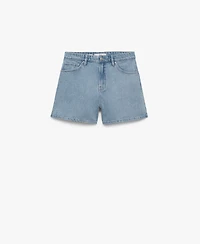 Mango Women's High-Waisted Straight-Fit Denim Shorts