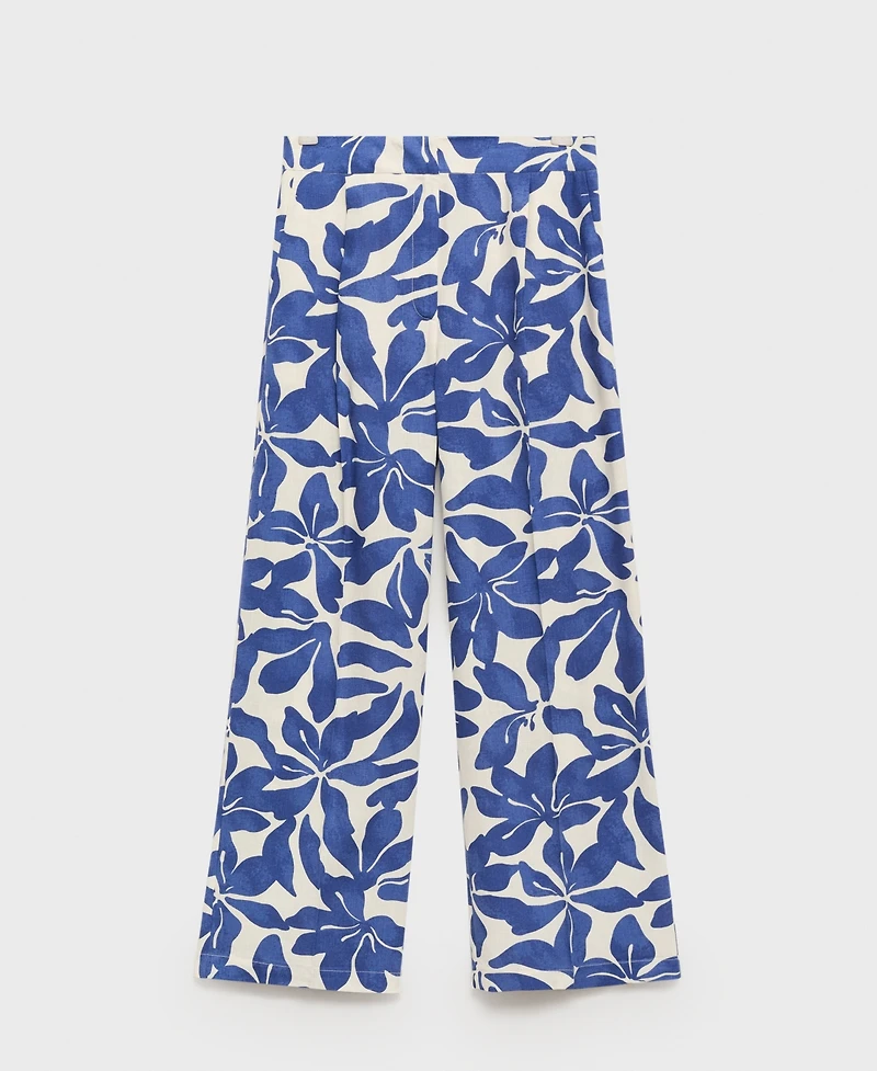 Mango Women's Printed Linen-Blend Pants