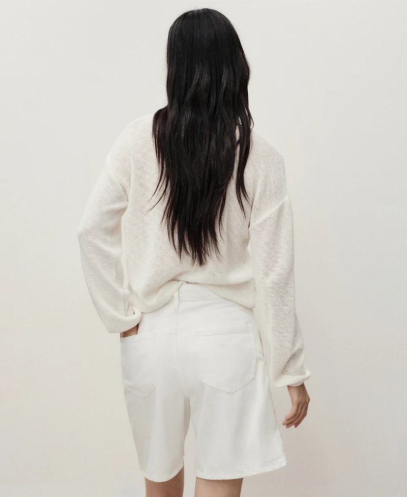 Mango Women's Mid-Rise Pleated Denim Bermuda Shorts