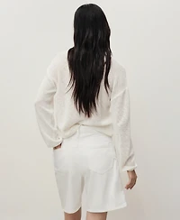 Mango Women's Mid-Rise Pleated Denim Bermuda Shorts