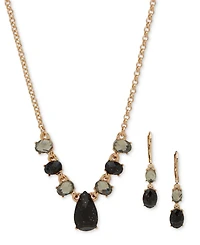 Anne Klein Gold-Tone Stone Drop Earrings & Frontal Necklace, 16" + 3" extender