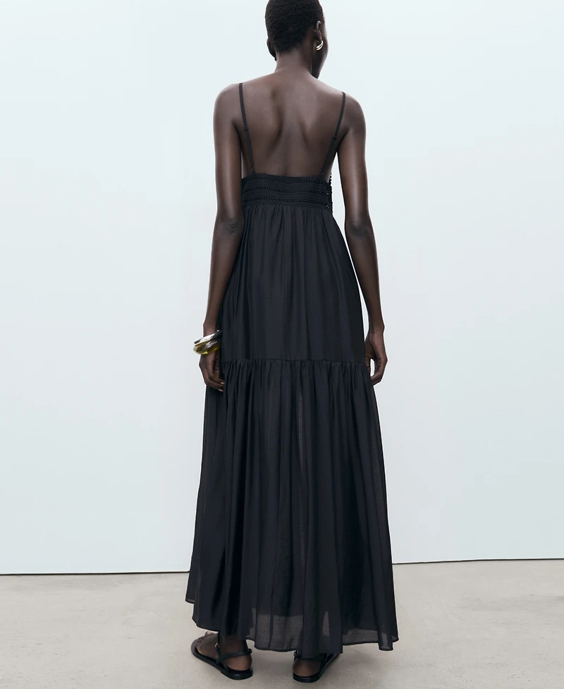Mango Women's Lace Details Long Dress