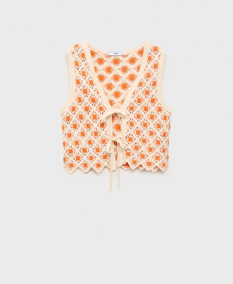 Mango Women's Crochet Ties Top