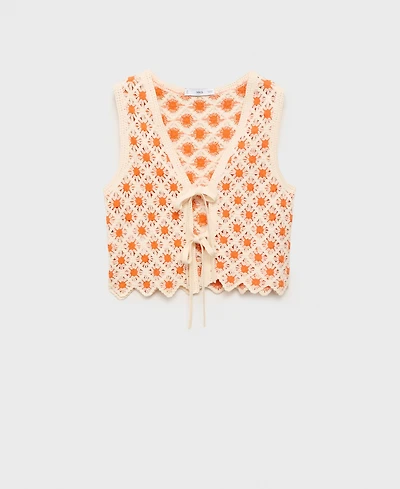 Mango Women's Crochet Ties Top