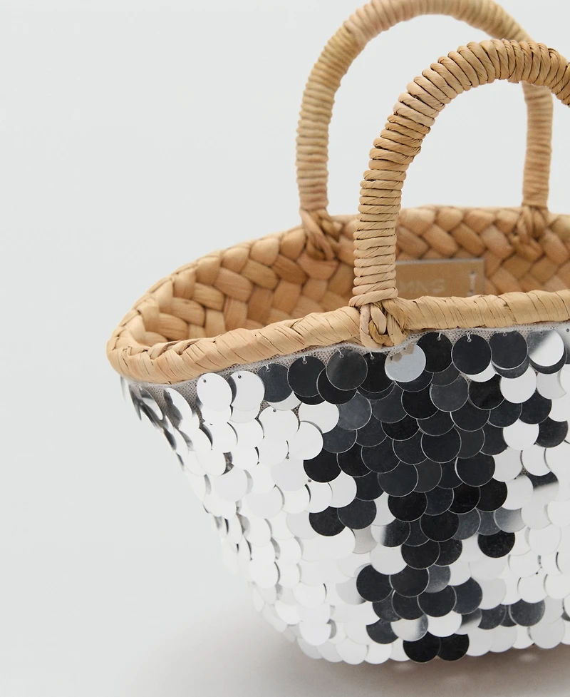 Mango Women's Sequined Mini-Basket Bag
