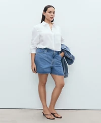 Mango Women's High-Waisted Straight-Fit Denim Shorts