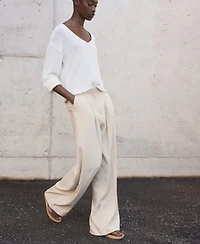 Mango Women's Wide Leg Pleated Pants