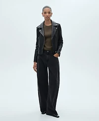 Mango Women's Leather Biker Jacket