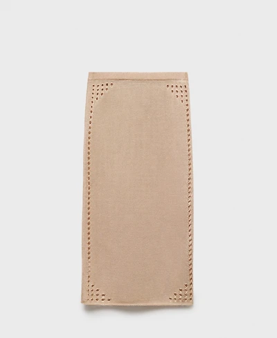 Mango Women's Openwork Details Lurex Pencil Skirt