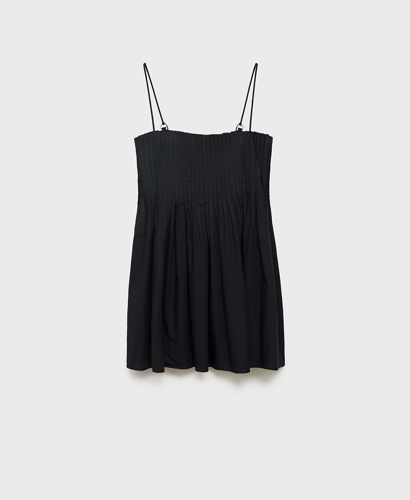 Mango Women's Short Pleated Cotton Dress