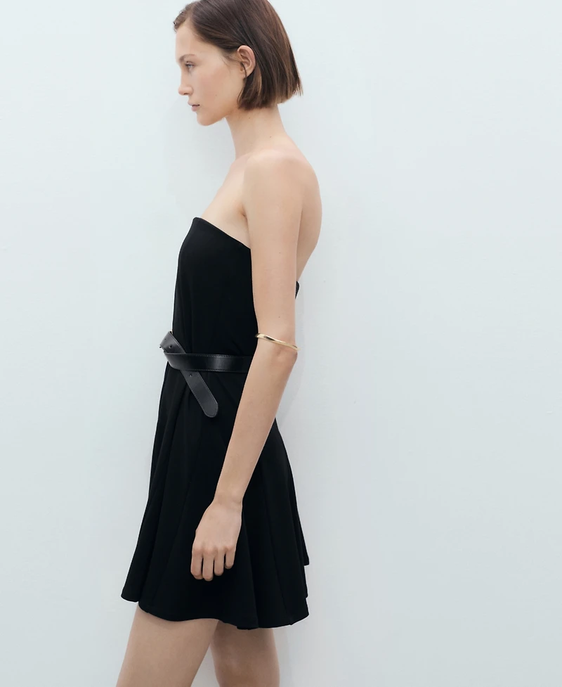 Mango Women's Short Pleated Strapless Dress