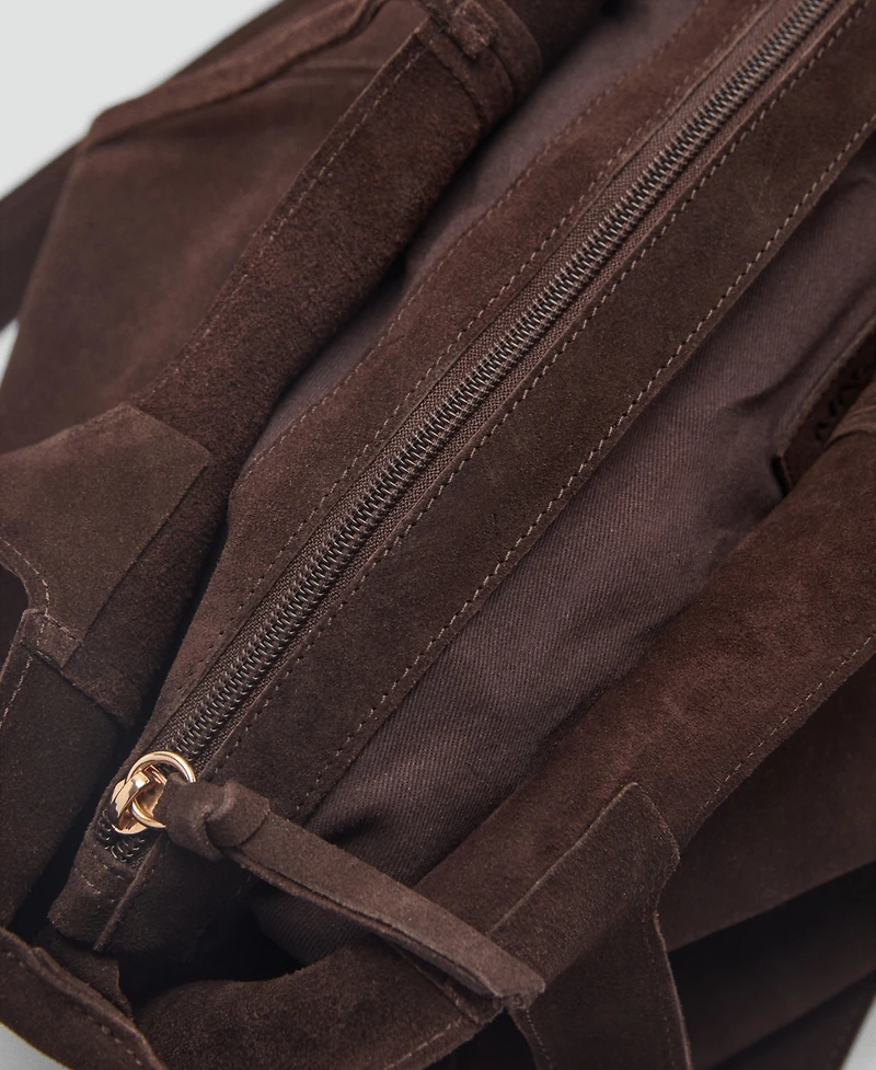 Mango Women's Suede Shopper Bag