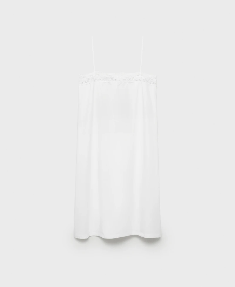 Mango Women's Cotton Lace Nightgown