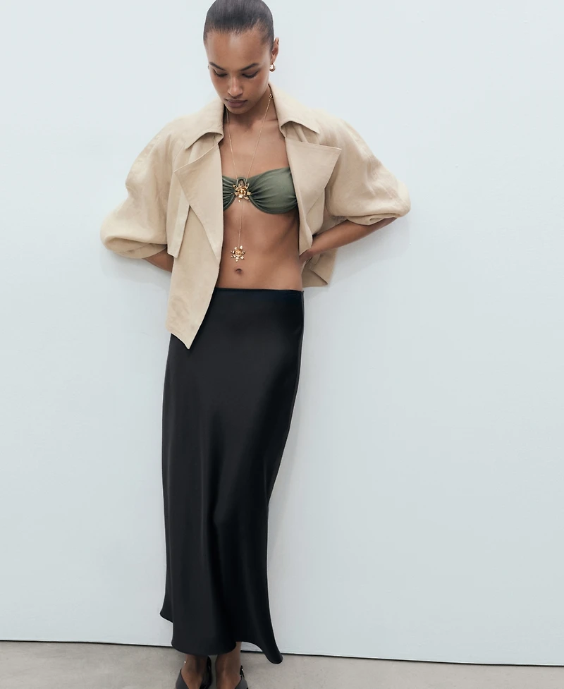 Mango Women's Satin Long Skirt