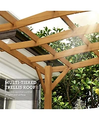 Outsunny 10' x 12' Outdoor Pergola, Wood Gazebo w/ Arched Roof,