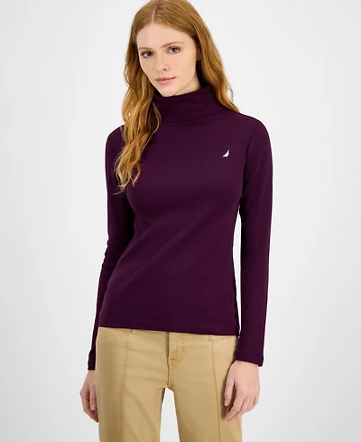 Nautica Jeans Women's Cotton Turtleneck Long-Sleeve T-Shirt, Online Only