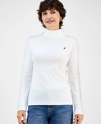 Nautica Jeans Women's Cotton Turtleneck Long-Sleeve T-Shirt, Online Only