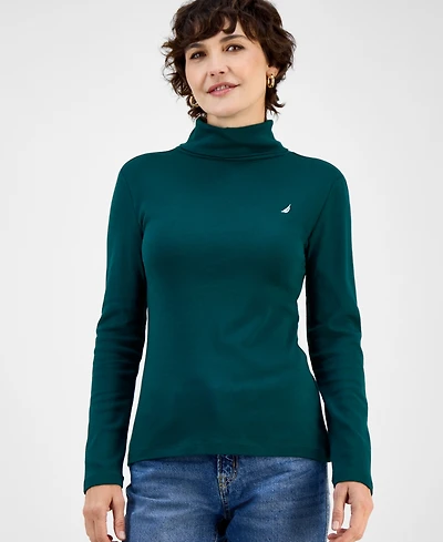 Nautica Jeans Women's Cotton Turtleneck Long-Sleeve T-Shirt, Online Only