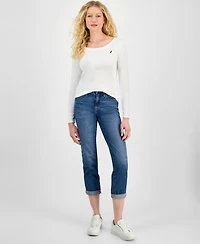 Nautica Jeans Women's Cotton Scoop-Neck Long-Sleeve T-shirt, Online Only