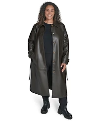 Calvin Klein Plus Size Belted Faux Leather Trench Coat