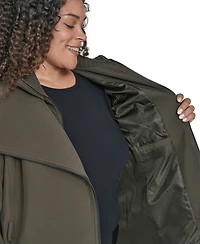 Calvin Klein Plus Size Belted Long-Sleeve Wrap Coat, Created for Macy's