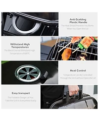 Outsunny 14” Iron Porcelain Backyard Camping Patio Charcoal Fold Tabletop