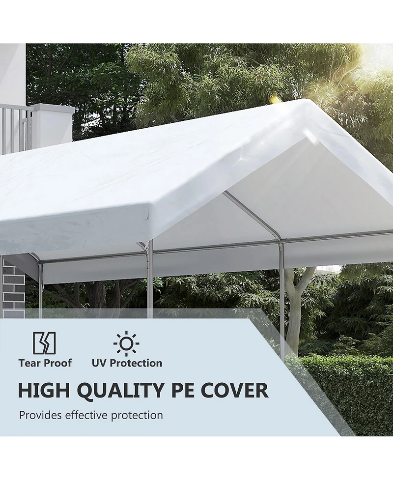 Outsunny 20' x 10' Height Adjustable Carport Patio Storage Shelter,