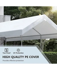 Outsunny 20' x 10' Height Adjustable Carport Patio Storage Shelter,