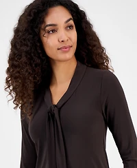 Kasper Women's Tie-Neck 3/4-Sleeve Top