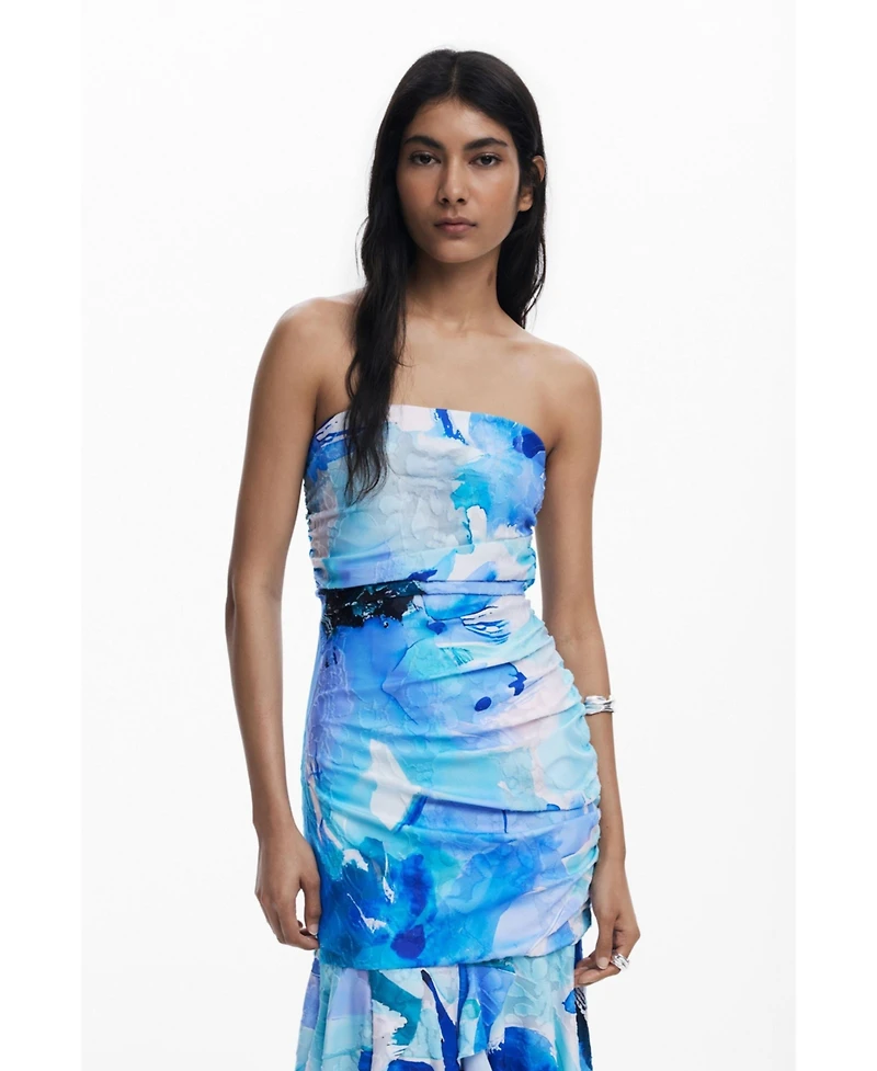 Desigual Women's Asymmetric bandeau dress